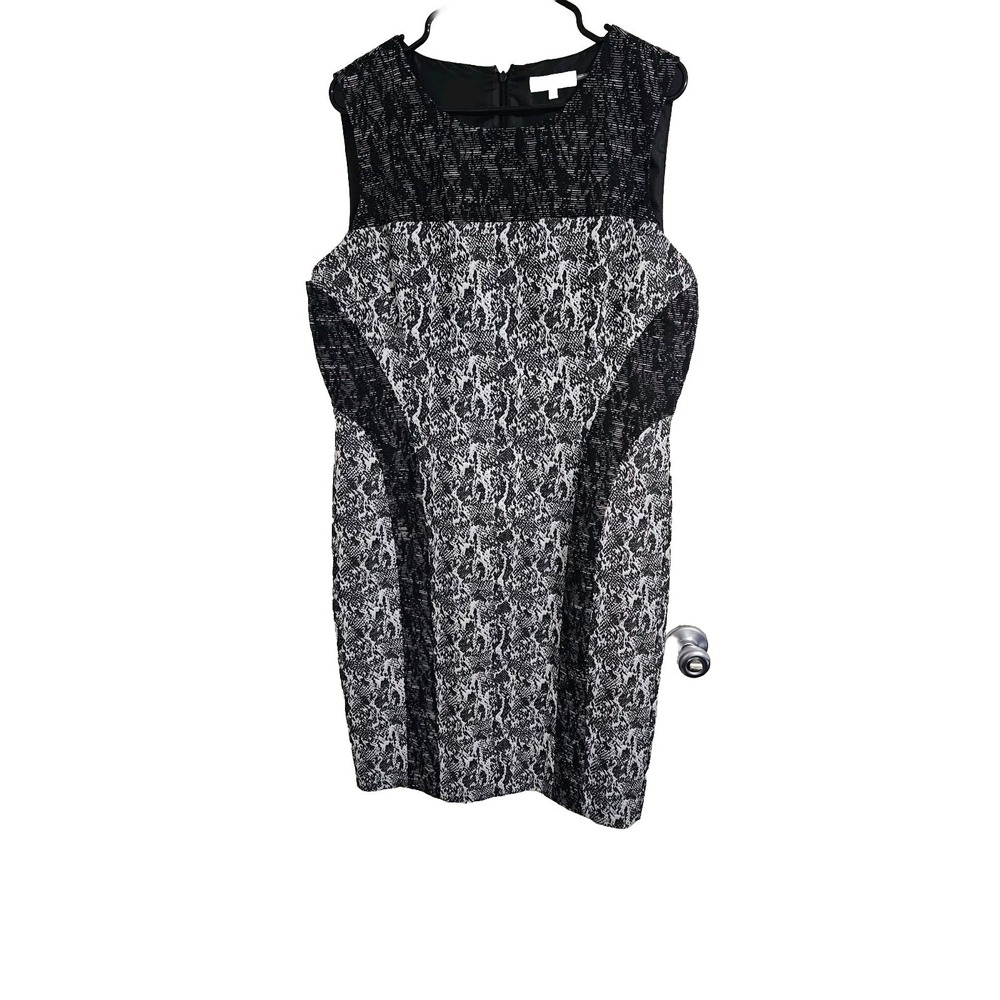 Calvin Klein Womens Dress Sleeveless Size 16 Black White Elegant Dressy Lined